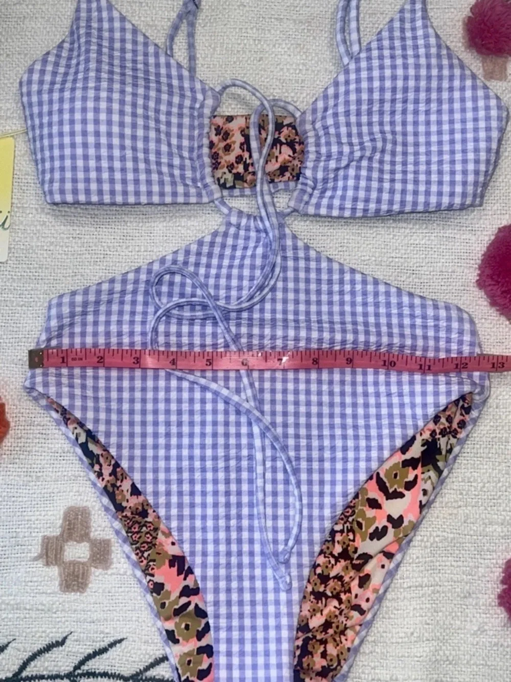 MAAJI Reversible Trikini One Piece Med Purple Gingham 🌞NWT🌞